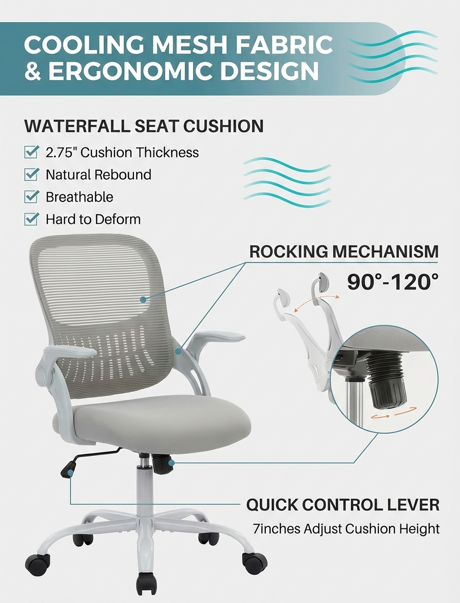 High-Back Mesh Office Chair with Lumbar Support