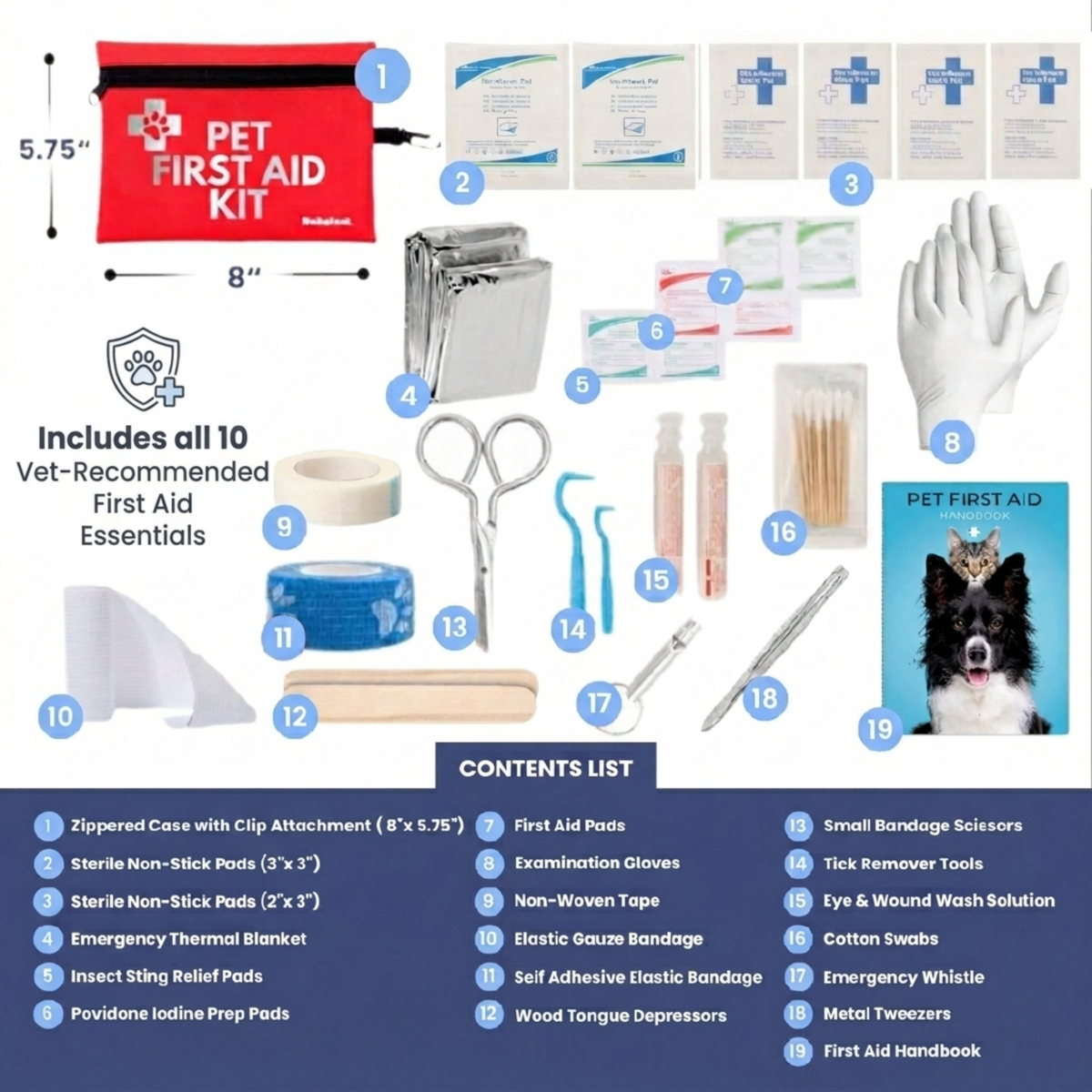 Rubyloo Pet First Aid Kit for Dogs & Cats
