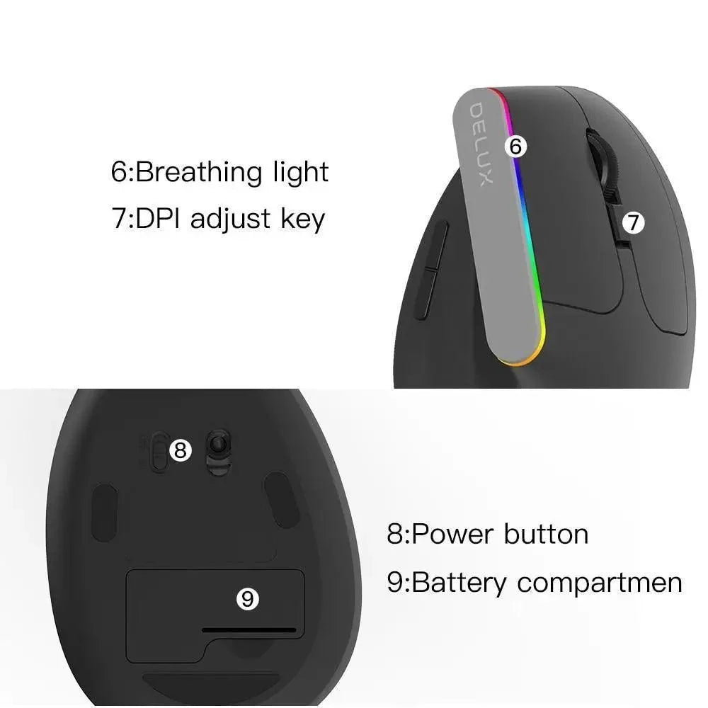 Wireless Vertical Ergonomic Mouse – 1600 DPI