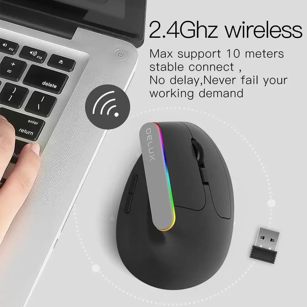 Wireless Vertical Ergonomic Mouse – 1600 DPI