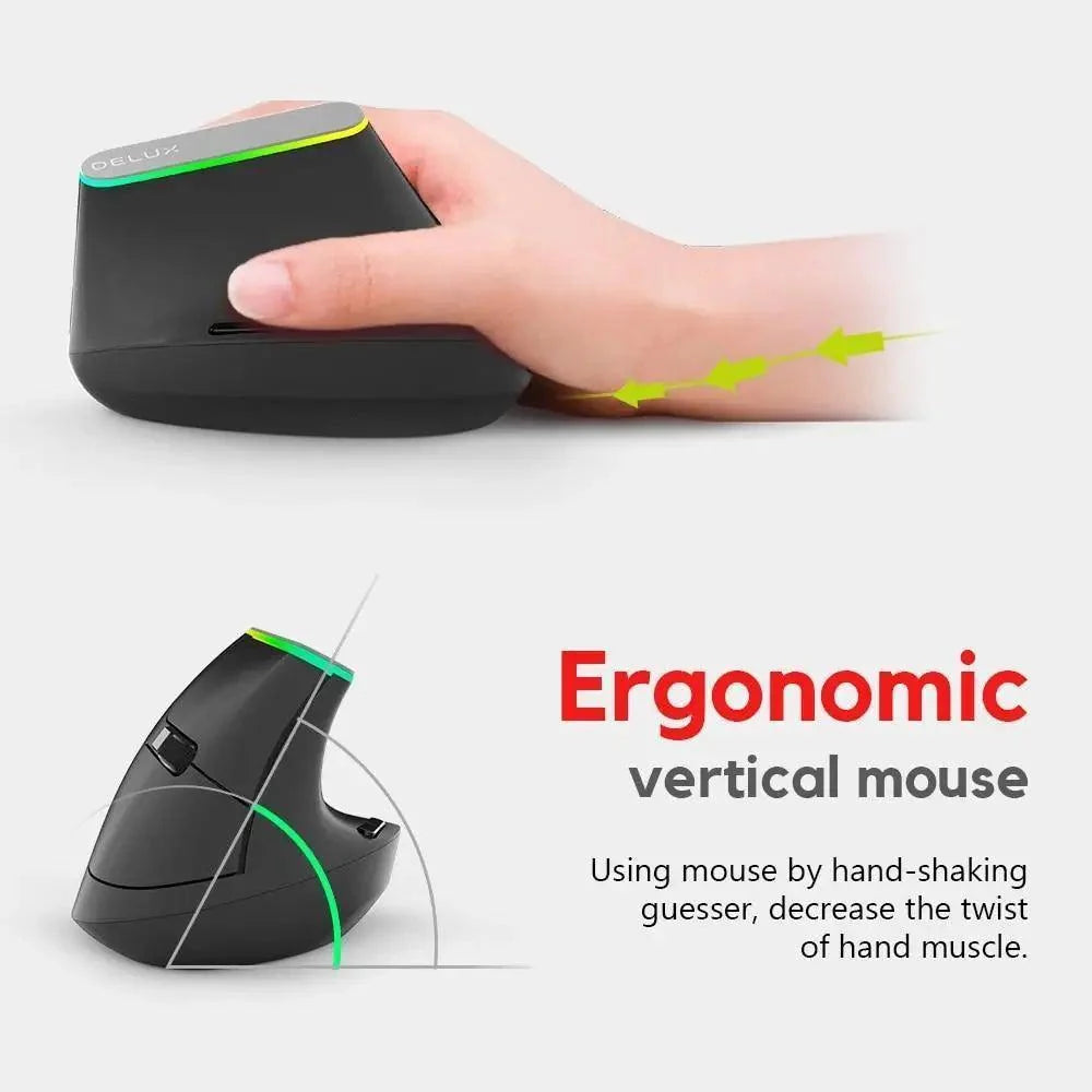 Wireless Vertical Ergonomic Mouse – 1600 DPI